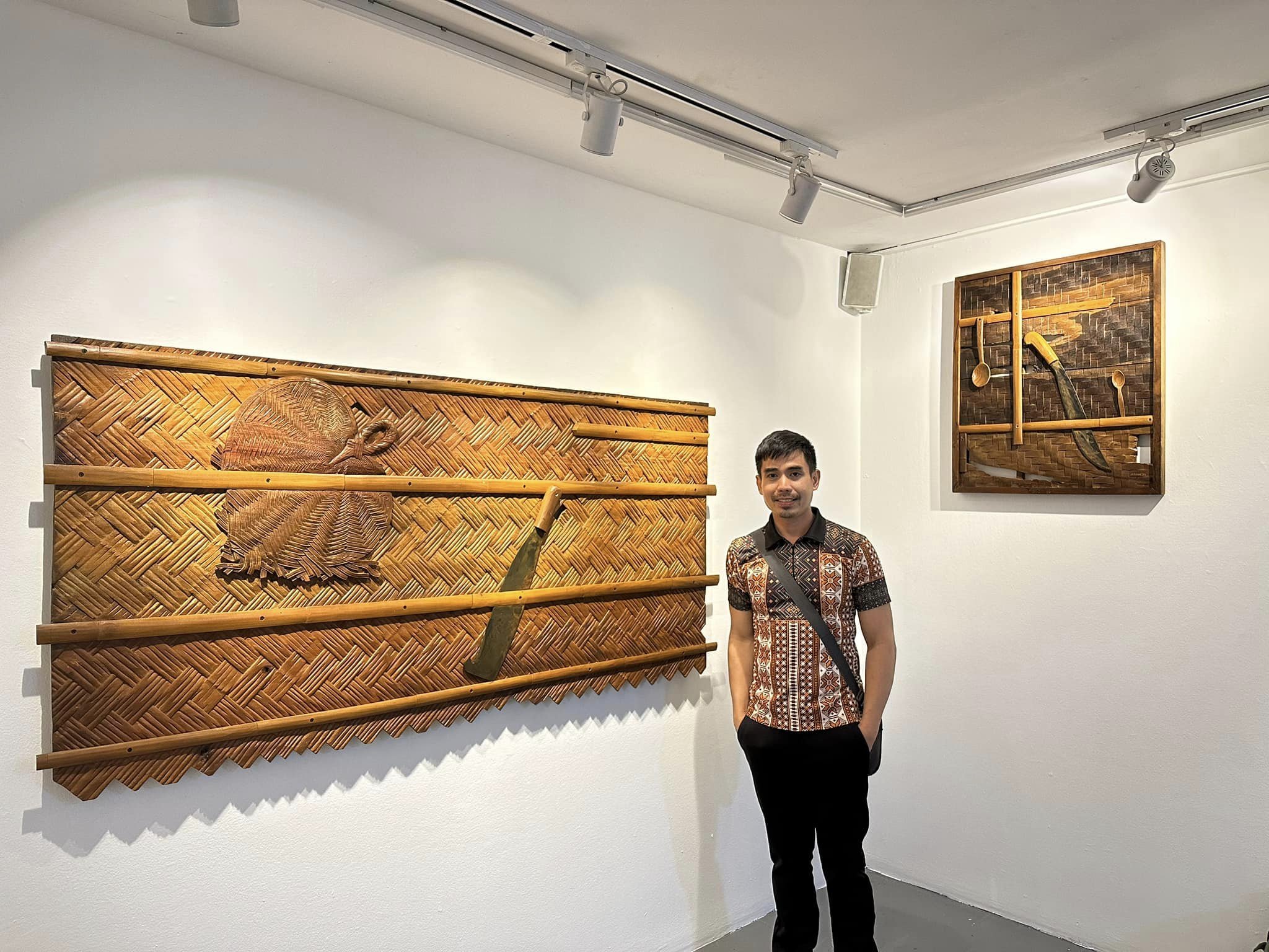 Jeanroll Ejar hardwood mats sculptures in Indigent at Pablo Gallery